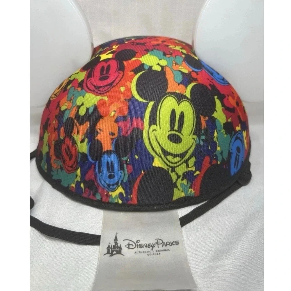 Disney Parks Mickey Mouse Light Up Ear Hat Paint Splatter Rainbow Glow Ears Hat